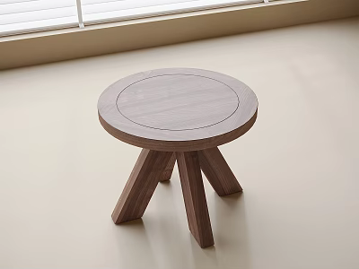 Minimalist Wooden Stool With Round Top And Three Legs For Indoor Use 3d model