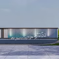 Modern Landscape Wall With Vertical Metal Slats Green Grass And Stone Pavement