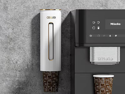 Miele Coffee Machine With QULA Insulated Cup And Paper Cup For Fresh Coffee Beverages 3d model