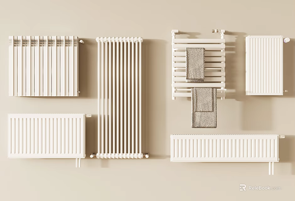 Various Types Of Modern Radiators With Vertical Horizontal And Towel Rail Designs For Home Heating 3d model 