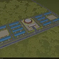 Industrial Factory Complex With Well Arranged Plants Circular Building And Green Trees