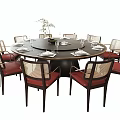 New Chinese Dining Table and Chair Set Round Dining Table and Chair 3d model