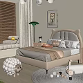 Cozy Kids Bed Room Interior With Window Blinds Green Lamp Stuffed Sheep And Wooden Horse