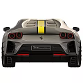 Gray Sports Car With Yellow Stripe Front And Rear Views