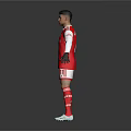 Arsenal Football Player 3D Model Wearing Red Jersey White Shorts Black Gloves With Grey Background