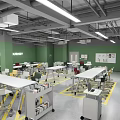 School Modern Learning Classroom With Green Walls White Tables And Storage Carts