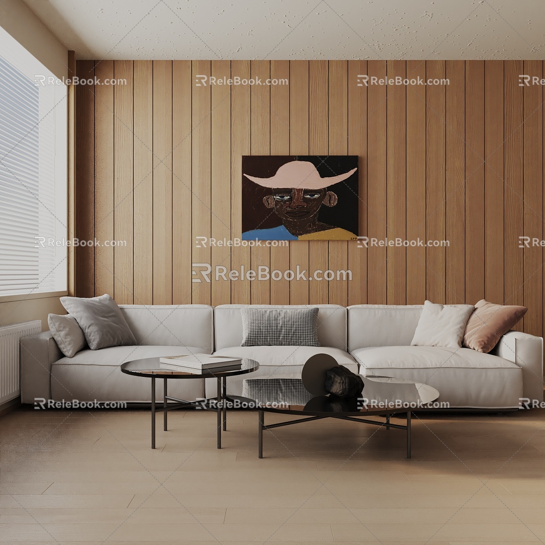 Modern three-seat sofa 3d model