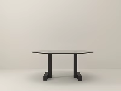 Modern Minimalist Round Coffee Table With Glass Top And Black Legs 3d model