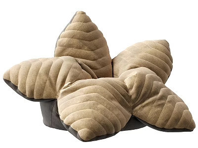 Comfortable Beige Petal Shaped Lazy Sofa with Plush Velvet Fabric for Cozy Relaxation 3d model