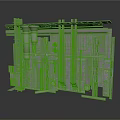 Detailed Architectural Building Structure Model With Interior Framework And Metal Pipes