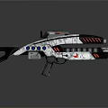 Futuristic Sci Fi Weapon With Blue Scope And Red Accents In Modern Design