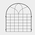 Modern Casement Window Design Featuring Arched Top And Grid Pane Structure 3d model