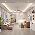 Elegant Beauty Salon Interior Design With Comfortable Sofa Green Plants And Product Shelves