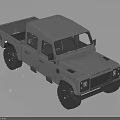 Silver Rugged Pickup Truck With Double Cab Open Cargo Bed And Off Road Tires