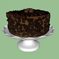 Delicious Chocolate Cakes On White Cake Stands With Chocolate Shavings And Decorative Toppings