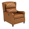 Brown Leather Single Recliner Sofa With Comfortable Ottoman And Adjustable Backrest 3d model
