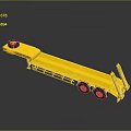 Yellow Flatbed Trailer With Long Flatbed Platform Dual Wheels And Rear Ramp 3d model