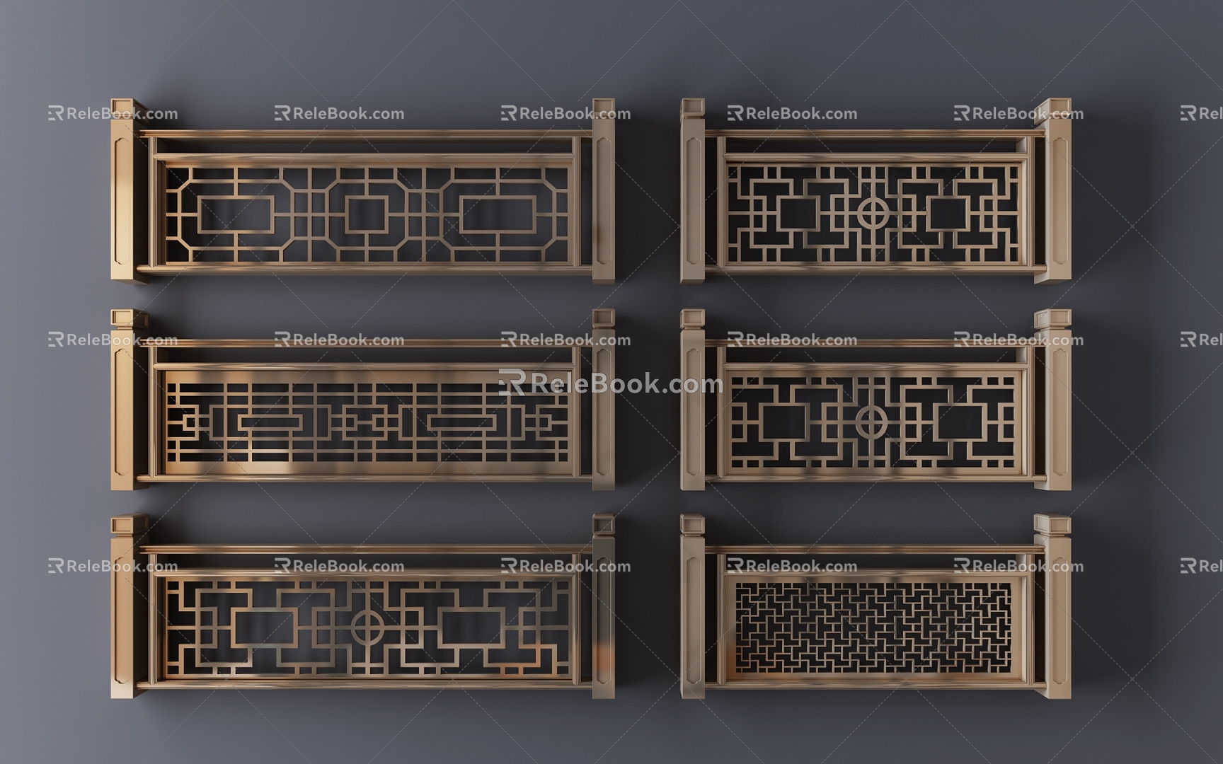 New Chinese-style Metal Railing Guardrail 3d model