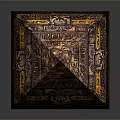 Pyramid Shaped Decorative Storage Box With Intricate Gold Brown Patterns