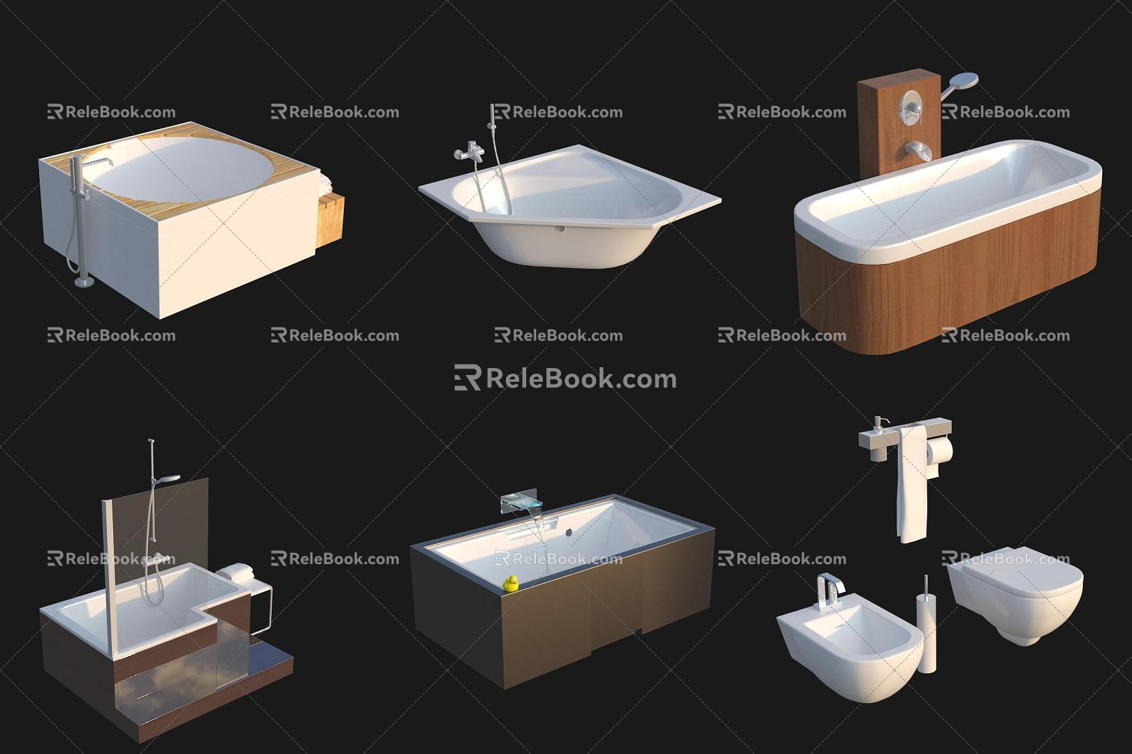 Toilet Furniture Basin Bathtub Toilet 3d model