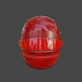 Red Racing Helmet With Clear Visor And Purple Accents Sleek Design