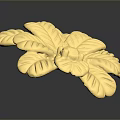 Golden Plant Leaves Forming Flower Shaped Decorative Ornament With Shiny Surface