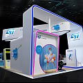 ST Microcontroller Exhibition Booth Design With Smart Car Display Screens And Modern Setup 3d model