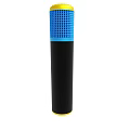 Blue Mesh Top Handheld Microphone With Black Body And Yellow Base Design