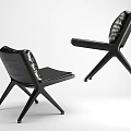 Black Leather Leisure Chair With Padded Backrest And Wooden Legs Design