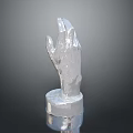 Detailed Human Hand Organ Sculpture With Metallic Silver Finish And Round Pedestal Base