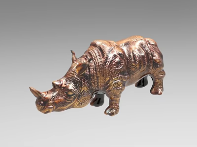 Decorative Bronze Rhino Sculpture With Textured Surface For Home Decor 3d model