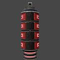 Tactical Military Grenade With Red Glowing Strips Cylindrical Metal Body And Pull Ring