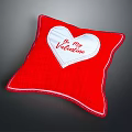 Red Pillow with White Heart Design Featuring Be My Valentine Message