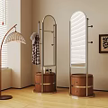 Modern Freestanding Coat Racks With Wooden Base Hanging Hat And Checkered Shirt