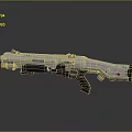 Futuristic Sci Fi Weapon With Silver Body Yellow Accents Black Grip And Red Dot Details 3d model