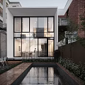 Modern Courtyard Garden Landscape Design With Pool Greenery And Outdoor Seating