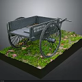 Green Renovation Project Wheelbarrow with Large Wheels on Grass and Fallen Leaves
