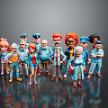 Colorful Cartoon Character Figurines With Diverse Outfits And Poses For Collectors Decor