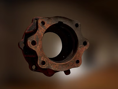 Old Rusty Circular Metal Part With Multiple Holes And Worn Surface 3d model