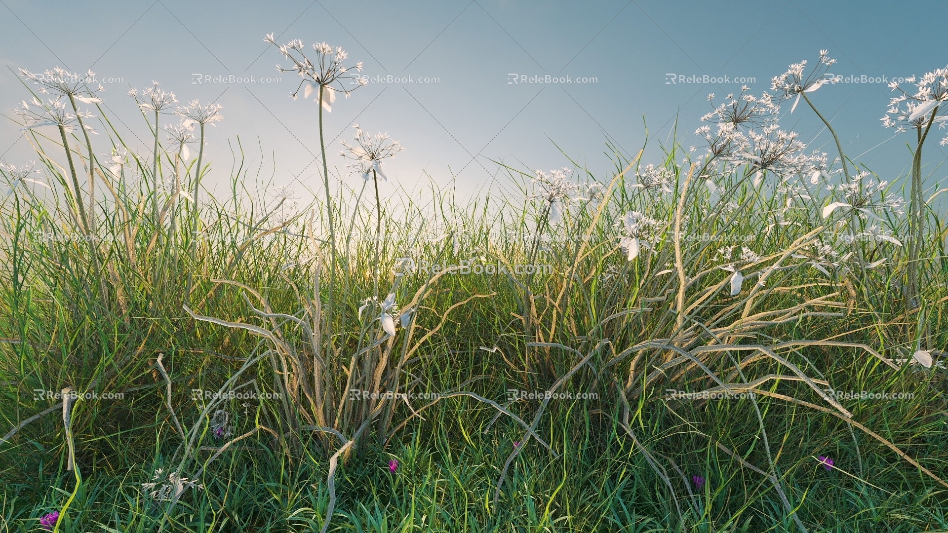 combination of flowers and plants landscape shrubs shrubs plant combination natural landscape weeds 3d model