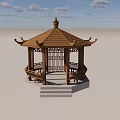 Traditional Garden Landscape With Multiple Pavilions And Colored Roofs Under Blue Sky