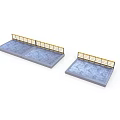 Blue Industrial Platform Structures With Yellow Safety Railings For Scenes