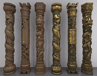 Chinese-style Column 3d model