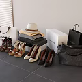 Various Styles of Women's Shoes with Handbags Hat and Clothing in Indoor