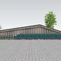 Modern Feature Wall Design With Trees Pink Flowers Water Feature And Paved Ground