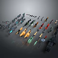 Various Modern And Futuristic Weapon Designs With Colorful Styles And Different Types