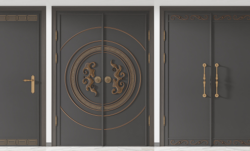 New Chinese Style Gate Single Door 3d model