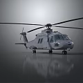 Military Style Helicopter With Main Rotors Tail Rotor Shiny Fuselage And Ground Reflection