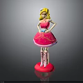 Blonde Hair Princess Doll Wearing Pink Dress With Crown And Pink Boots On Pink Base