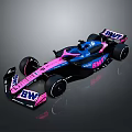 Formula Racing Car With Pink And Blue Livery BW Logo Aerodynamic Design